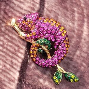 Crystal Chameleon Brooch
